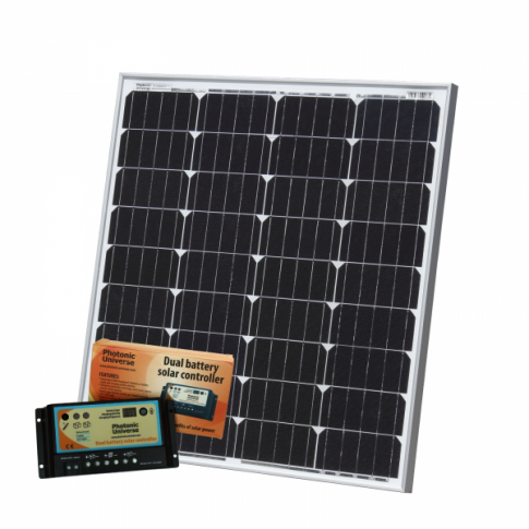 80W 12V dual battery solar kit for camper / boat with controller and cable