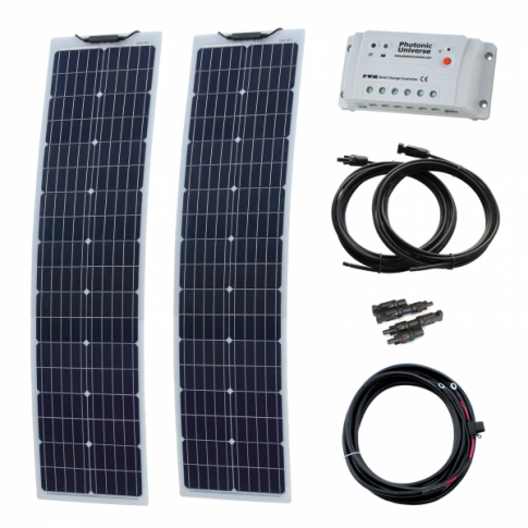 160W (80W+80W) 12V Reinforced narrow semi-flexible solar charging kit 