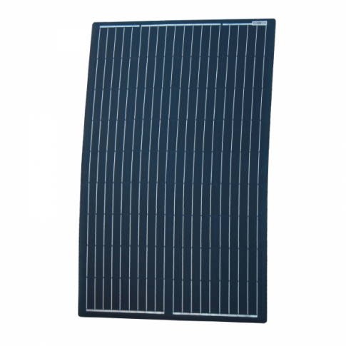 120W Black Reinforced semi-flexible solar panel with round rear junction box and 3m cable, with durable ETFE coating