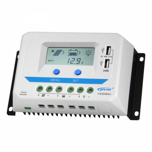 30A 12/24/36/48V solar charge controller / regulator with LCD display and powerful dual USB output (2.4A)