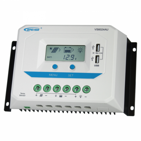 60A 12/24V solar charge controller / regulator with LCD display and powerful dual USB output (2.4A)