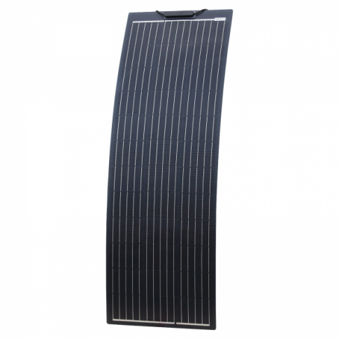 130W black reinforced narrow semi-flexible solar panel with a durable ETFE coating
