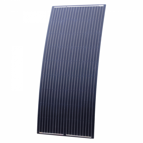 180W Black Reinforced semi-flexible solar panel with round rear junction box and 3m cable, with durable ETFE coating