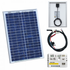 20W 12V solar charging kit with 5A solar controller and battery cable with crocodile clips