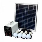 15W Off-Grid Solar Lighting System with 4 LED Lights, Solar Panel and Battery