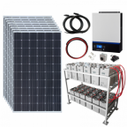 2.4kW 48V Complete Off-grid solar power system with 8 x 300W solar panels, 5kW hybrid inverter and a 24kWh battery bank