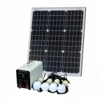 Off-Grid Solar Lighting System with 50W solar panel, 4 LED Lights, Solar Charge Controller and Lithium Battery