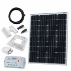 100W 12V solar charging kit with 10A controller, mounting brackets and cables
