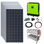 3.6kW grid-tie solar power kit with 5.5kW hybrid inverter and 24kWh battery bank