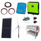1kW grid-tie wind power kit with 3.2kW Sharp solar panels, 5.5kW hybrid inverter and 24kWh battery bank