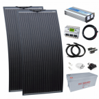 3kW complete van conversion kit with 2 x 160W black semi-flexible solar panel, 200Ah 12V battery and 3000W 230V pure sine wave inverter