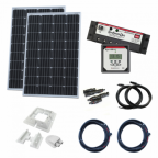 DISCOUNTED 240W 12V dual battery solar charging kit with 25A dual battery controller, mounting brackets, connectors and cables