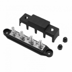 250A 48V black 4 way nickel coated brass busbar with cover and M8 terminals