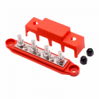 250A 48V red 4 way nickel coated brass busbar with cover and M8 terminals