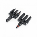 Pair of 3-to-1 T-MC4 cable adapters for solar panels and photovoltaic systems