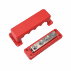 600A 12V/24V/48V red nickel plated busbar with 4 x M10 terminals and cover